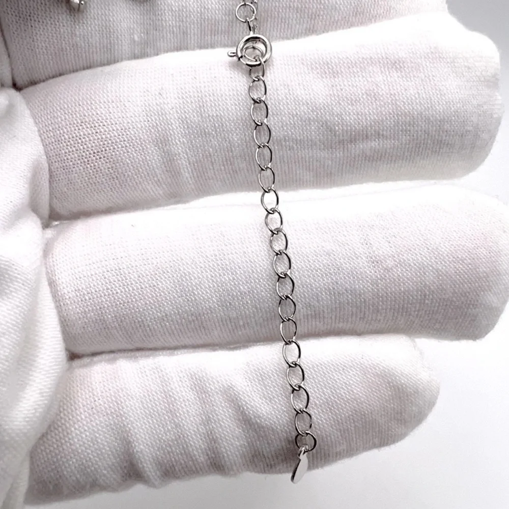 .925 Sterling Silver Cz Bow Necklace - Picture 3 of 6